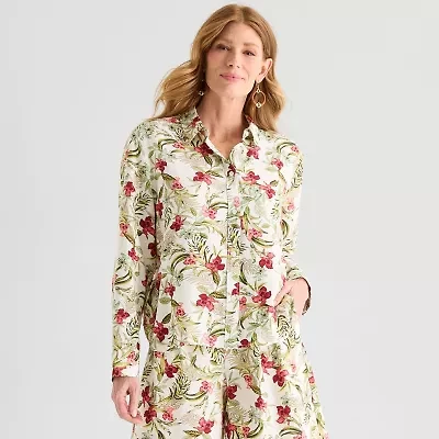 Liz Claiborne Womens Tall Long Sleeve Blouse