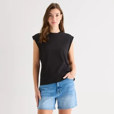 a.n.a Womens Tall Round Neck Sleeveless T-Shirt