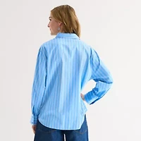 a.n.a Womens Cuffed Long Sleeve Oversized Button-Down Shirt