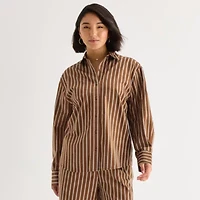a.n.a Womens Cuffed Long Sleeve Oversized Button-Down Shirt