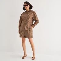 a.n.a Womens Cuffed Long Sleeve Oversized Button-Down Shirt