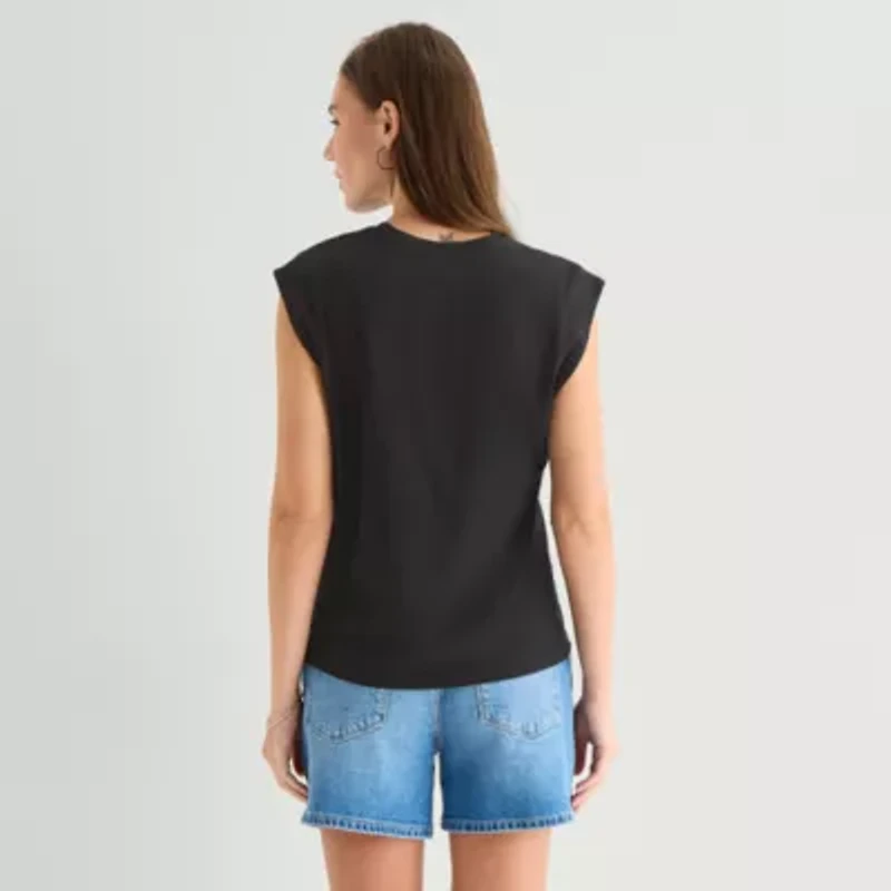 a.n.a Womens Crew Neck Sleeveless Muscle T-Shirt