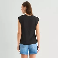 a.n.a Womens Crew Neck Sleeveless Muscle T-Shirt
