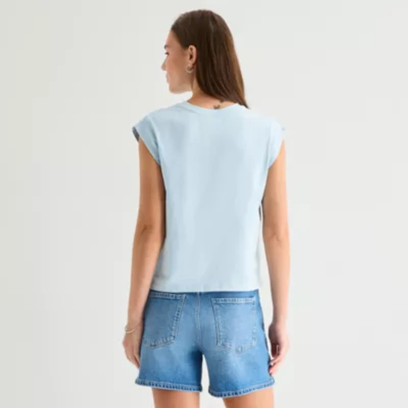 a.n.a Womens Crew Neck Sleeveless Muscle T-Shirt