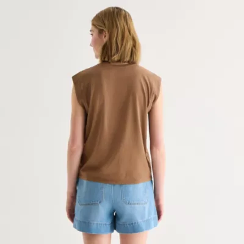 a.n.a Womens Crew Neck Sleeveless Muscle T-Shirt