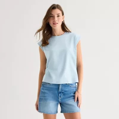 a.n.a Womens Crew Neck Sleeveless Muscle T-Shirt