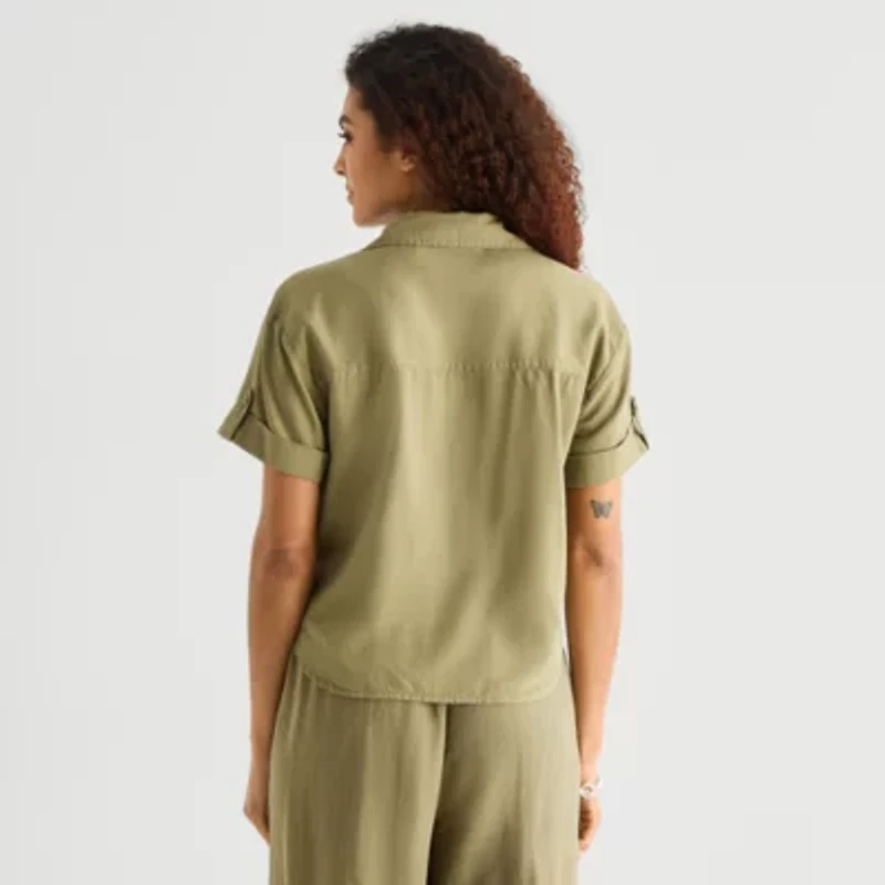 a.n.a Womens Short Sleeve Blouse