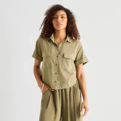 a.n.a Womens Short Sleeve Blouse