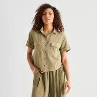 a.n.a Womens Short Sleeve Blouse