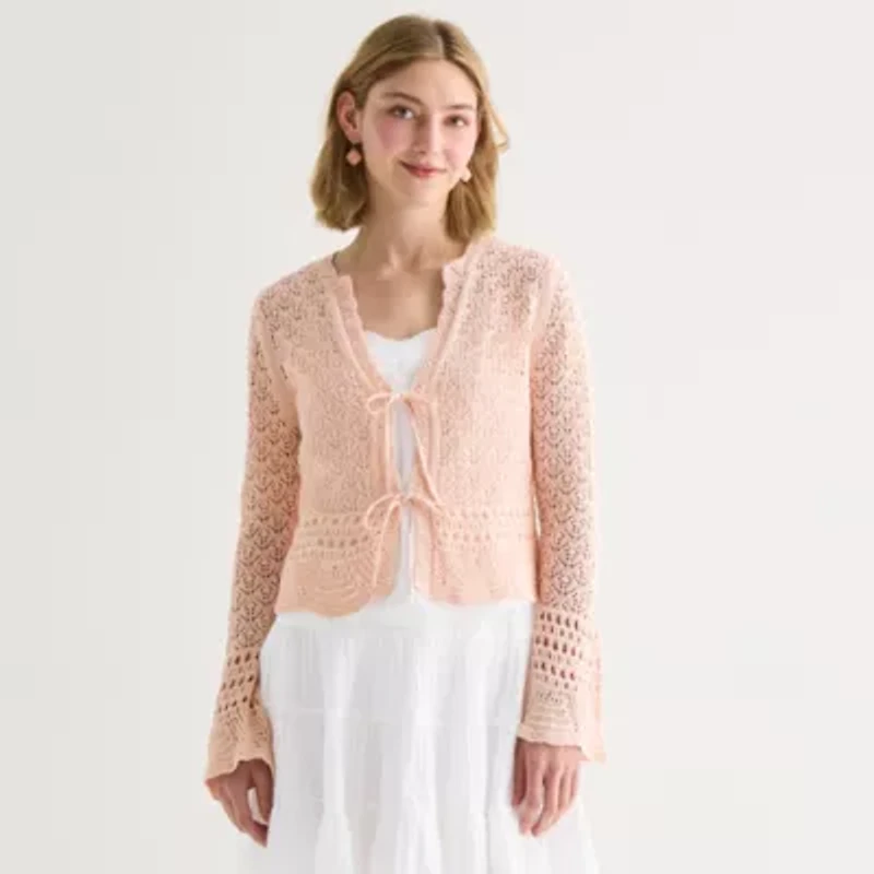 a.n.a Womens V Neck Long Sleeve Tie Cardigan