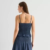 a.n.a Smocked Womens Square Neck Tank Top