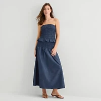 a.n.a Smocked Womens Square Neck Tank Top