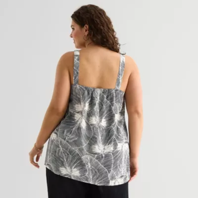a.n.a Plus Womens Square Neck Sleeveless Tunic Top