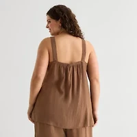 a.n.a Plus Womens Square Neck Sleeveless Tunic Top