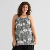 a.n.a Plus Womens Square Neck Sleeveless Tunic Top