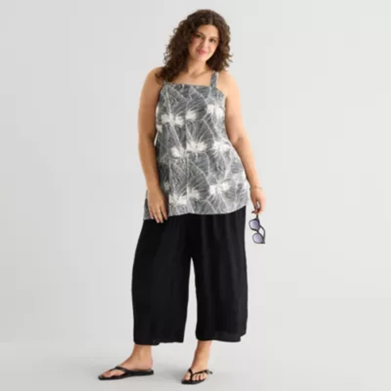 a.n.a Plus Womens Square Neck Sleeveless Tunic Top