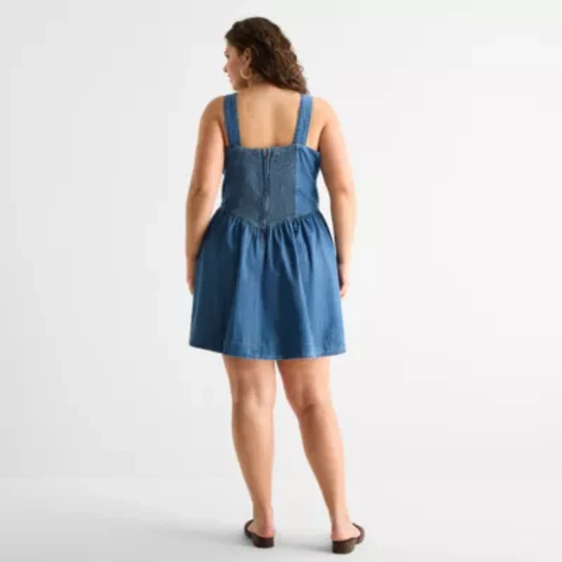 a.n.a Womens Plus Sleeveless Drop Waist Dress