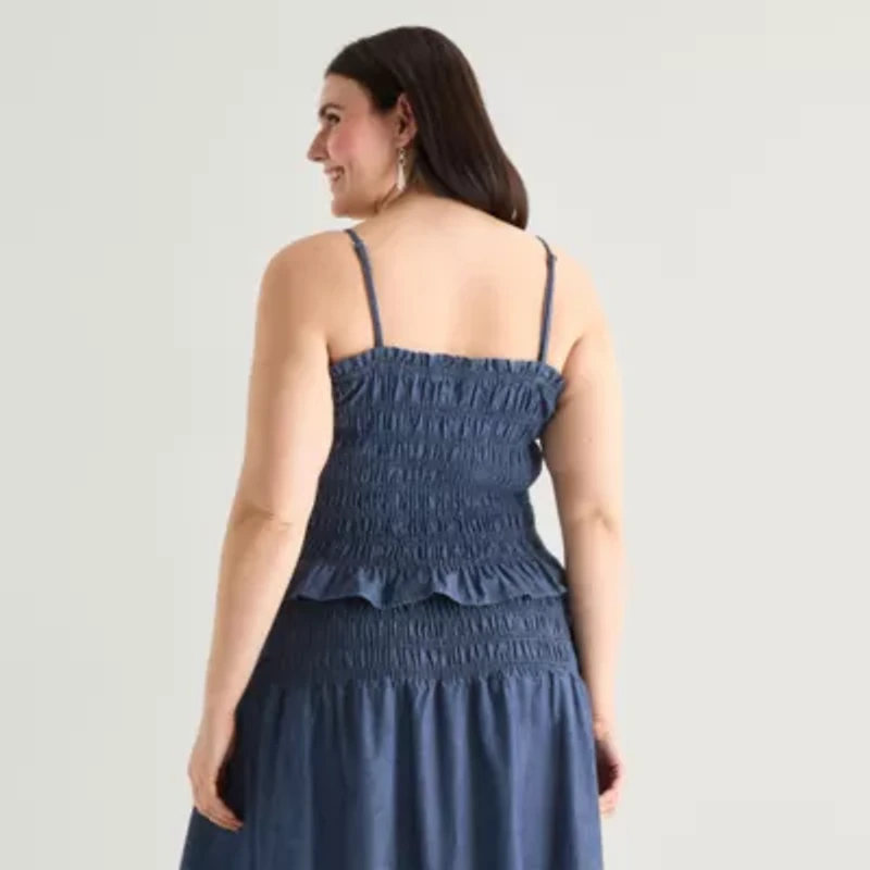 a.n.a Womens Plus Square Neck Sleeveless Tank Top