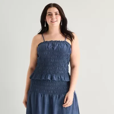 a.n.a Womens Plus Square Neck Sleeveless Tank Top