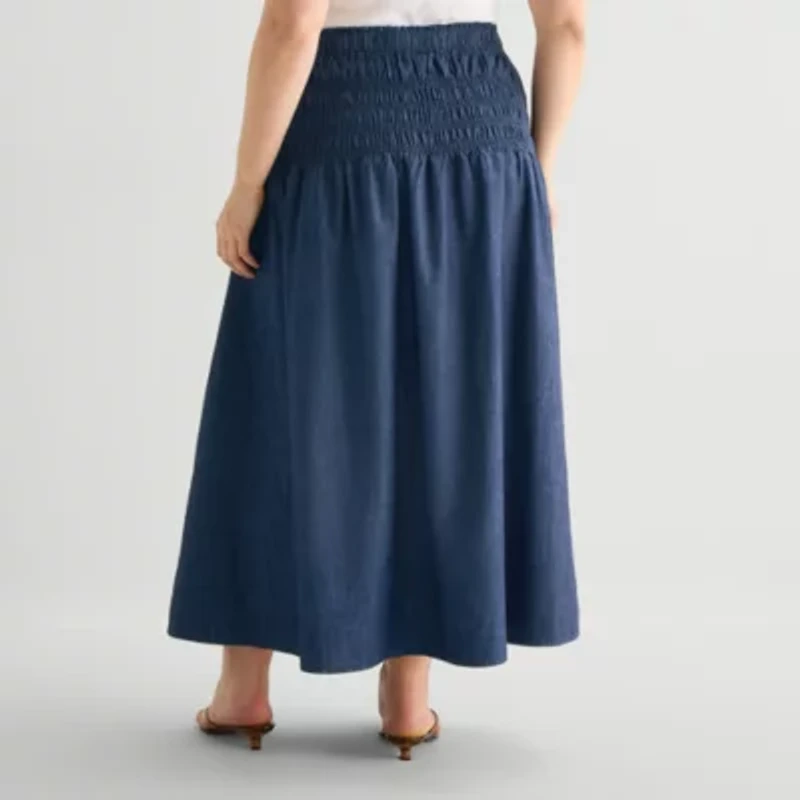 a.n.a Womens Plus Midi A-Line Skirt