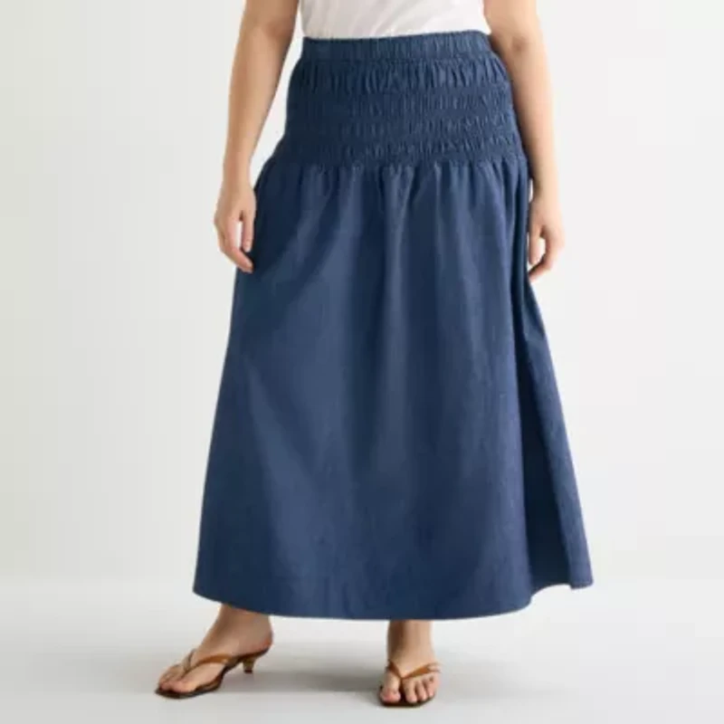 a.n.a Womens Plus Midi A-Line Skirt
