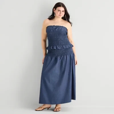 a.n.a Womens Plus Midi A-Line Skirt