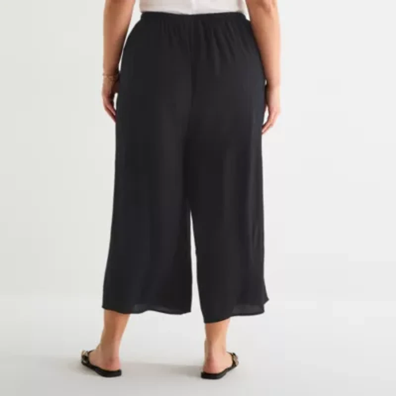 a.n.a Womens Plus Wide Leg Cropped Pant