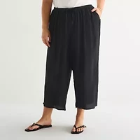 a.n.a Womens Plus Wide Leg Cropped Pant