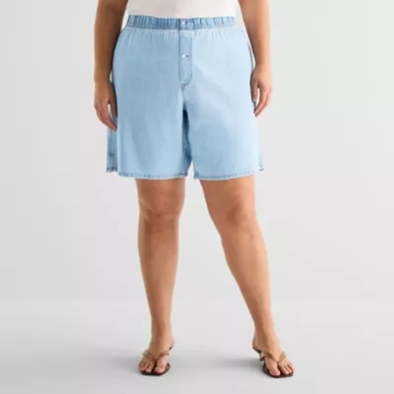a.n.a Womens Mid Rise Plus Pull-On Short