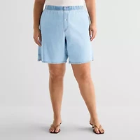 a.n.a Womens Mid Rise Plus Pull-On Short