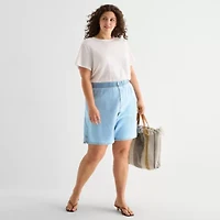 a.n.a Womens Mid Rise Plus Pull-On Short