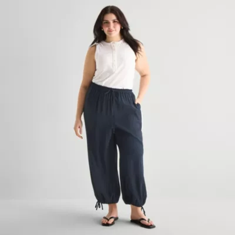 a.n.a Womens Plus Crinkle Harem Pant