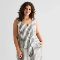 a.n.a Womens Plus Square Neck Sleeveless Vest