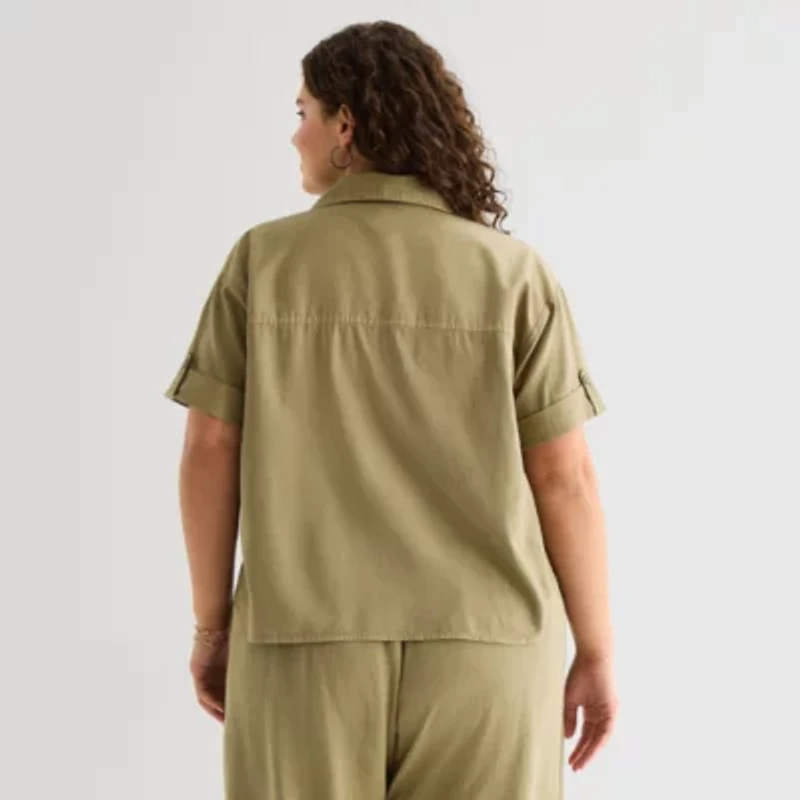 a.n.a Womens Plus Short Sleeve Blouse