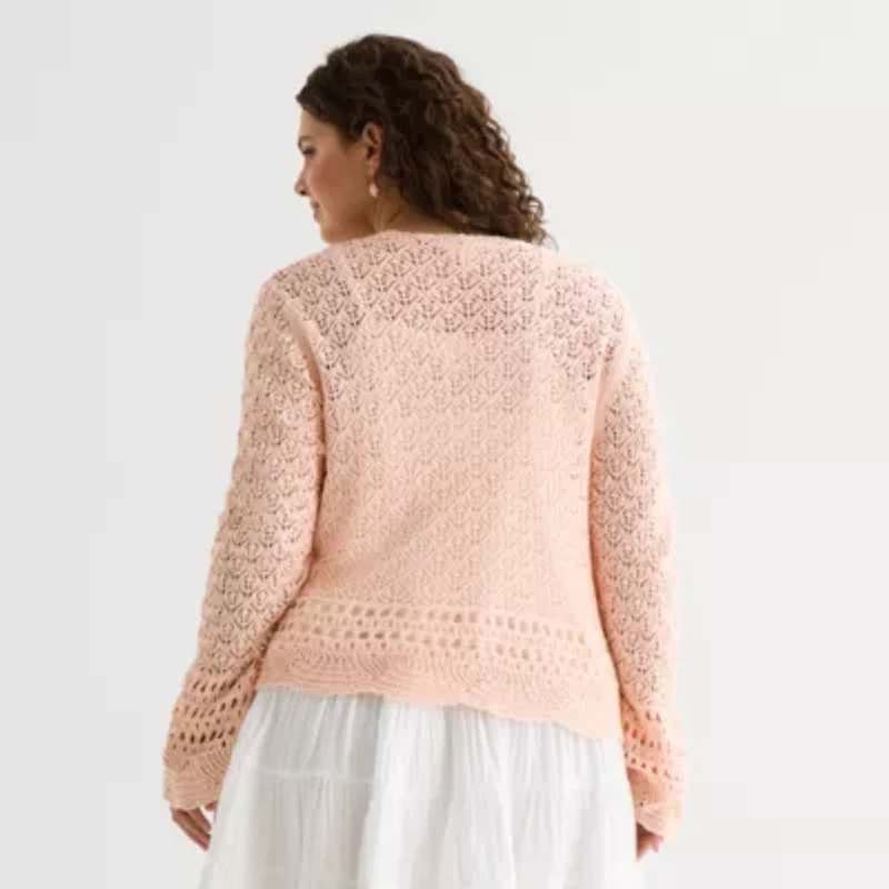 a.n.a Womens V Neck Long Sleeve Tie Plus Cardigan