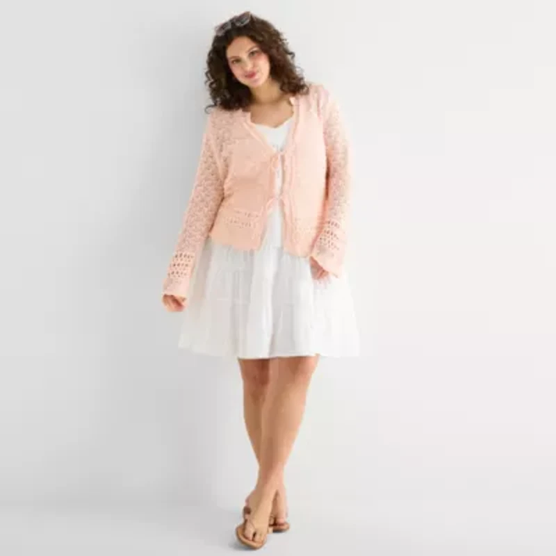 a.n.a Womens V Neck Long Sleeve Tie Plus Cardigan