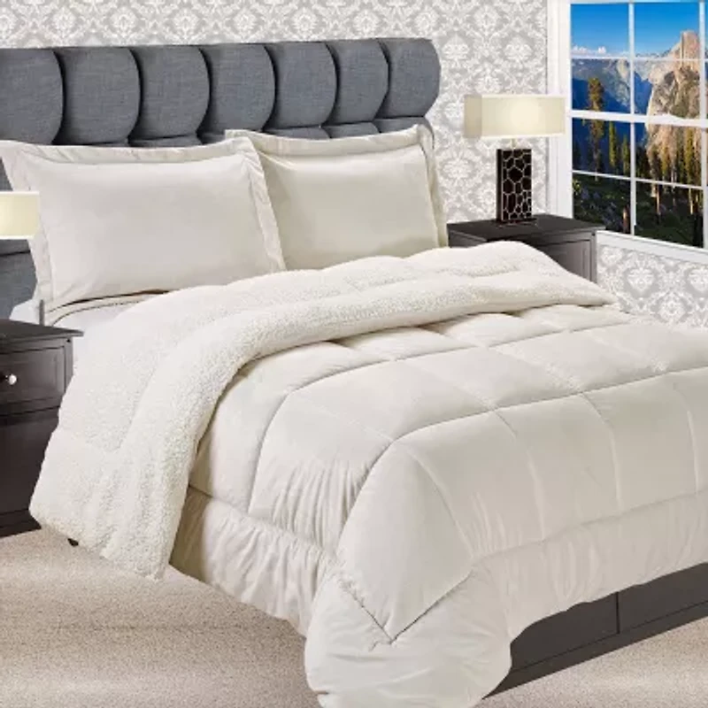 Elegant Comfort Luxury Micro-Mink Reversible Sherpa Comforter Set - Heavy Weight