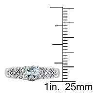 Modern Bride Gemstone Womens Diamond Accent Genuine Blue Aquamarine Sterling Silver Heart Promise Ring