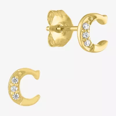 Diamond Addiction Lab-Grown (G-H / Si2-I1) Accent Initial Stud Earrings 10K Gold