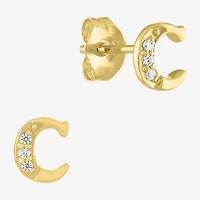 Diamond Addiction Lab-Grown (G-H / Si2-I1) Accent Initial Stud Earrings 10K Gold