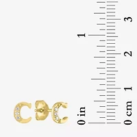 Diamond Addiction Lab-Grown (G-H / Si2-I1) Accent Initial Stud Earrings 10K Gold