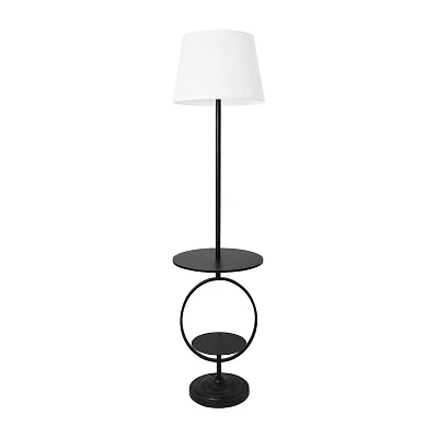 Black Metal Dual Shelf Floor Lamp