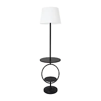 Black Metal Dual Shelf Floor Lamp