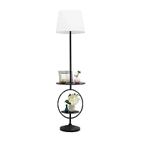 Black Metal Dual Shelf Floor Lamp