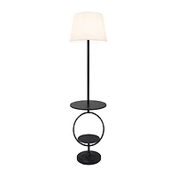 Black Metal Dual Shelf Floor Lamp