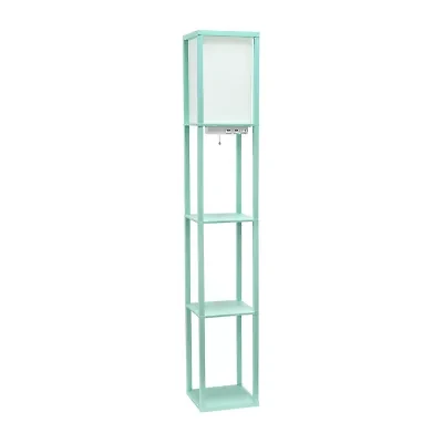 Floor Lamp Etagere Organizer Storage Shelf with 2 USB Charging Ports, 1 Outlet