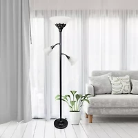 3 Light Floor Lamp with Scalloped Glass Shades