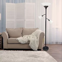 3 Light Floor Lamp with Scalloped Glass Shades