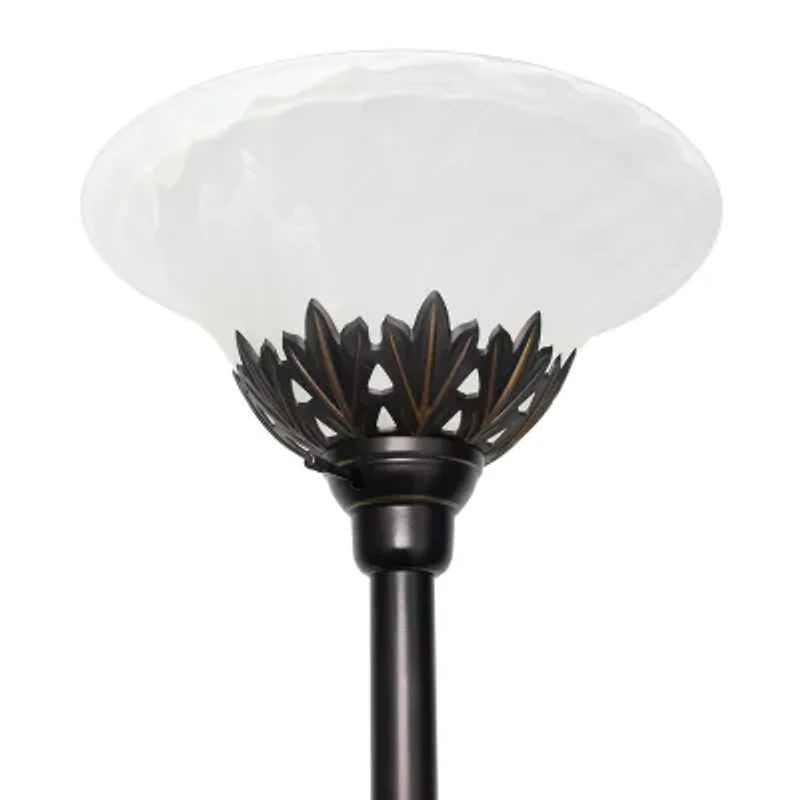3 Light Floor Lamp with Scalloped Glass Shades