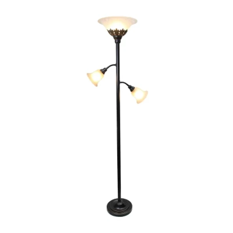 3 Light Floor Lamp with Scalloped Glass Shades